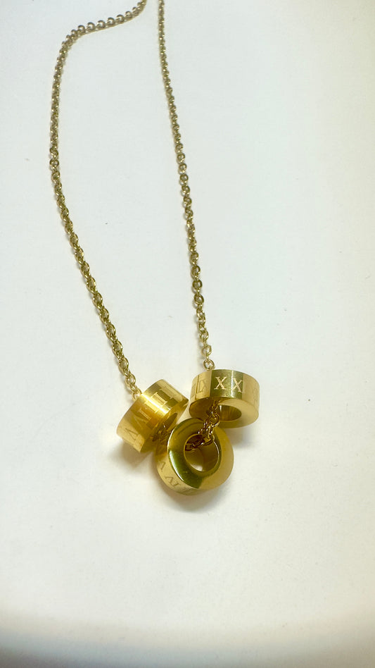 triple ring pendant stainless steel chain
