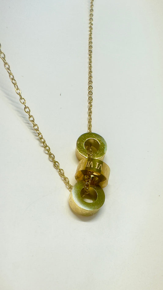 triple ring pendant stainless steel chain
