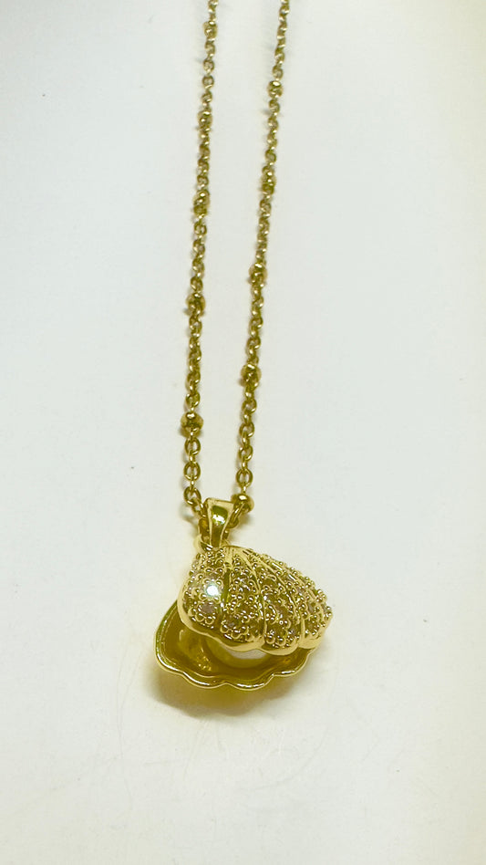 Pearl Charm Pendant Necklace – Stainless Steel