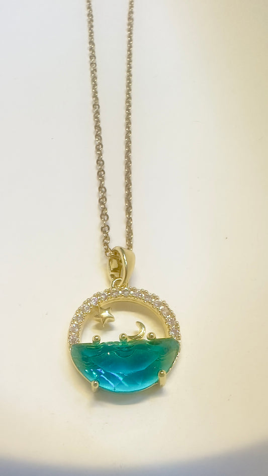 Dolphin in the Sea Minimal Pendant Chain Stainless Steel