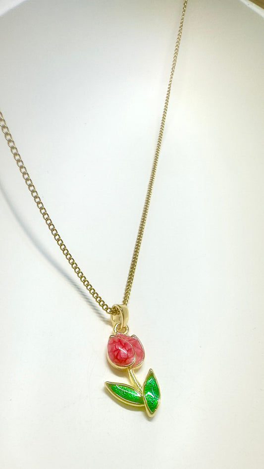 Tulip Flower Pendant Necklace – Stainless Steel