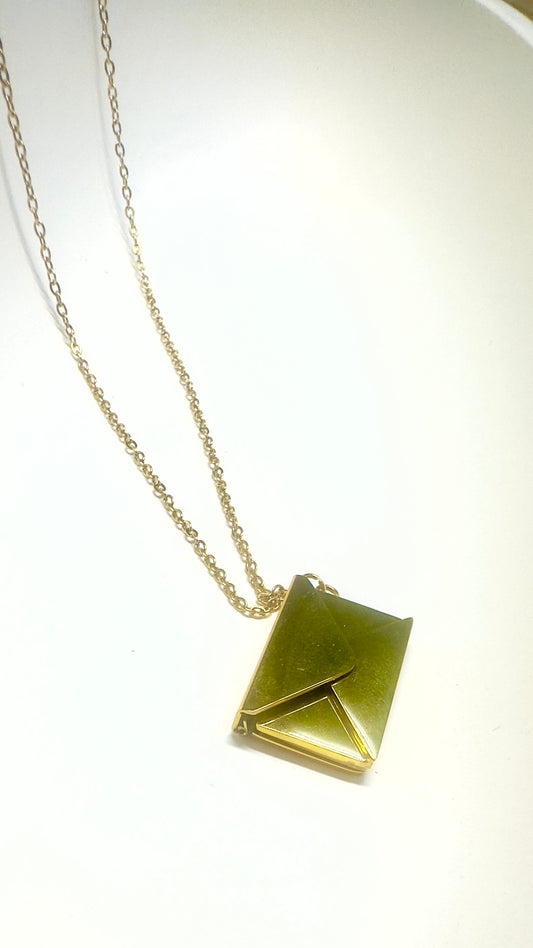 Geometric Envelope Pendant Necklace – Stainless Steel