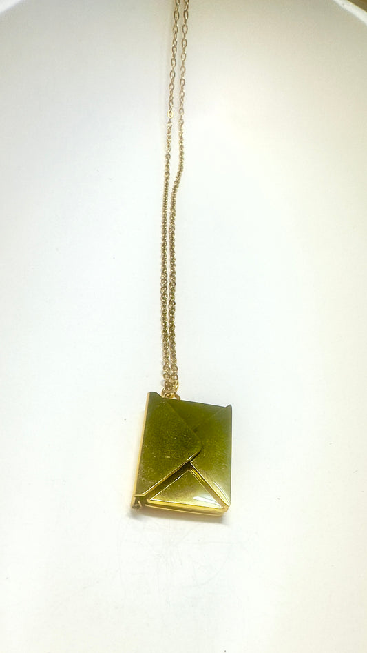 Geometric Envelope Pendant Necklace – Stainless Steel