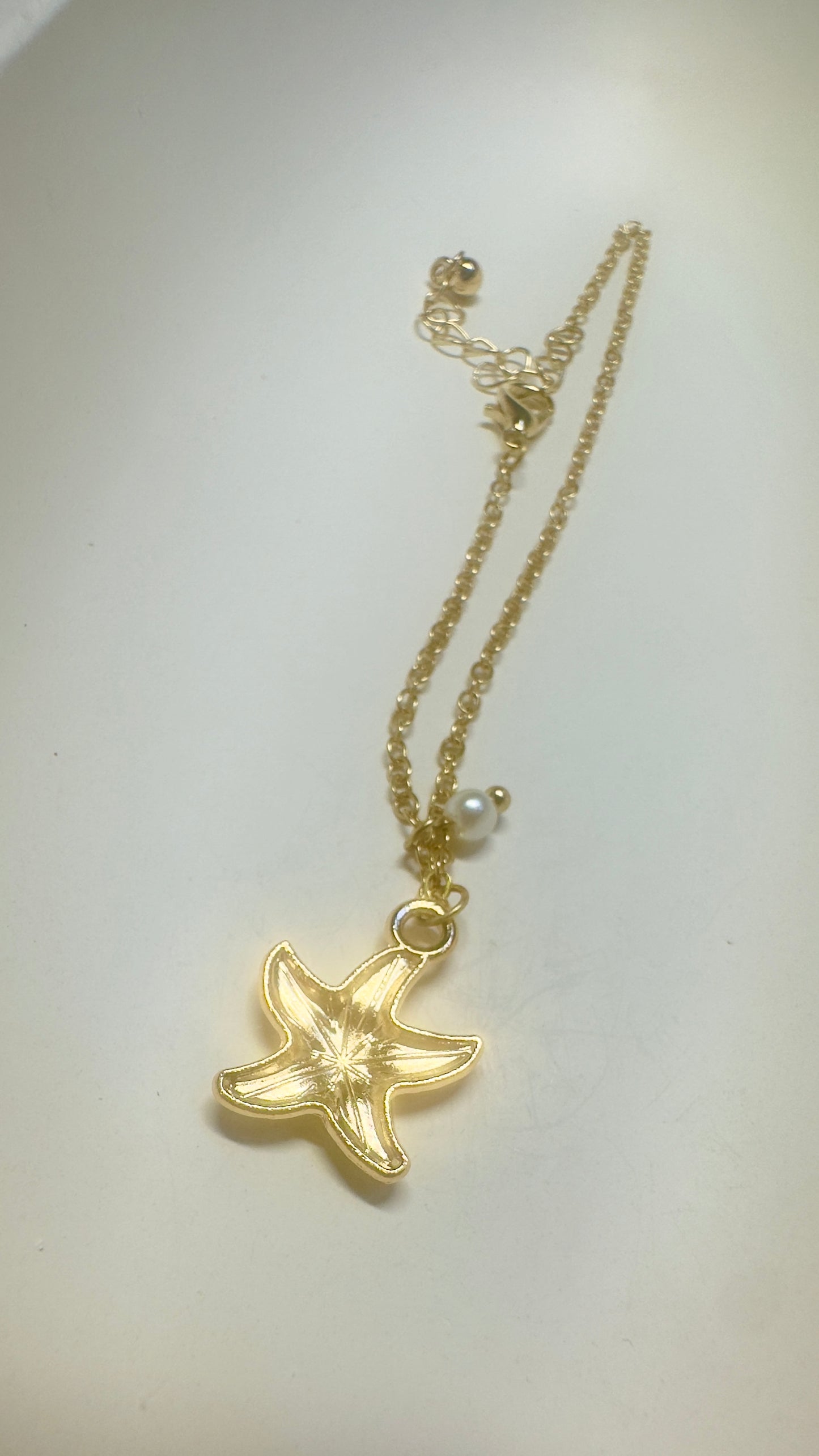 Blue Enamel Starfish Anklet – Gold Stainless Steel