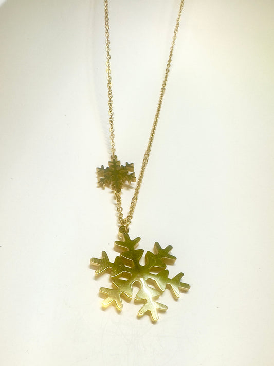 double snowflake pendant stainless steel chain
