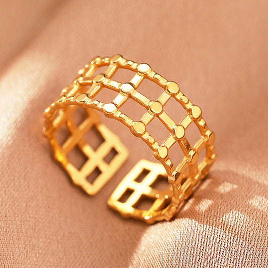 Golden Lattice Adjustable Ring