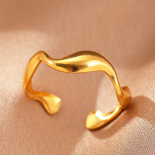 Golden Wave Adjustable Ring