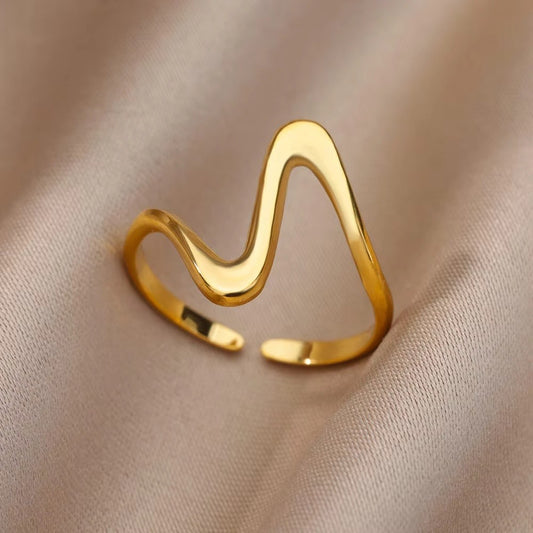 Golden Wave Adjustable Ring