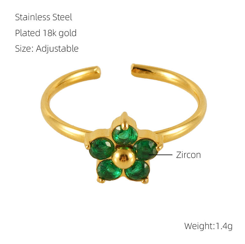 Emerald Bloom Adjustable Ring