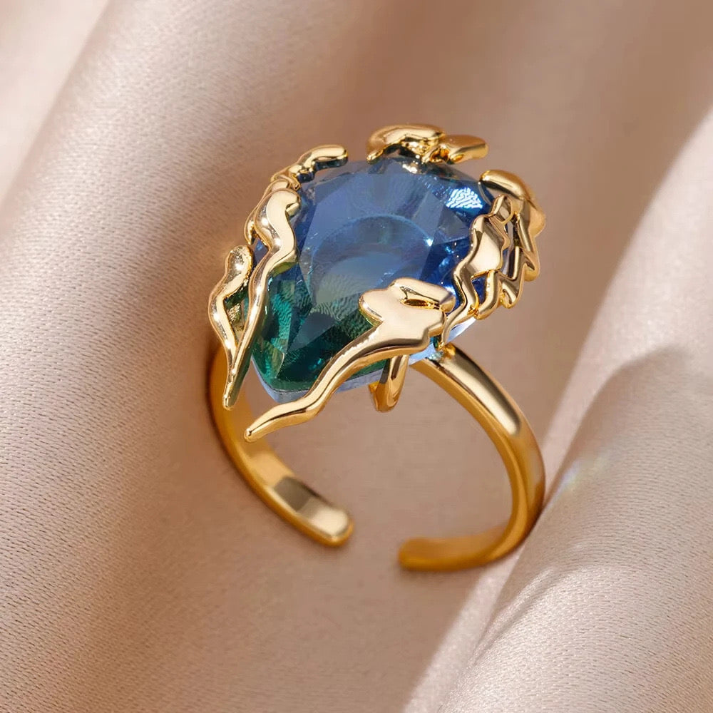 Ocean Flame Statement Adjustable Ring