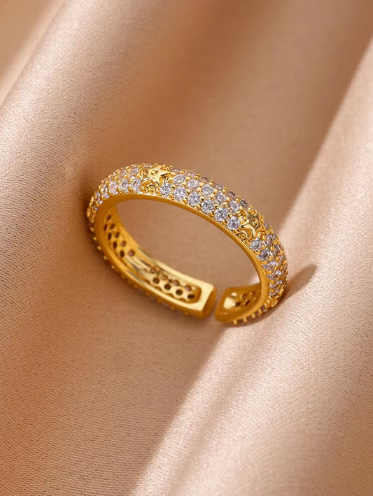Golden Aurora Pavé Adjustable Ring