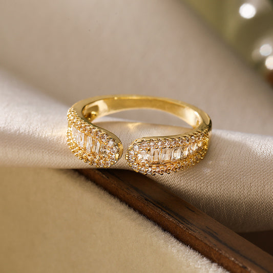 Golden Embrace Open Band Adjustable Ring
