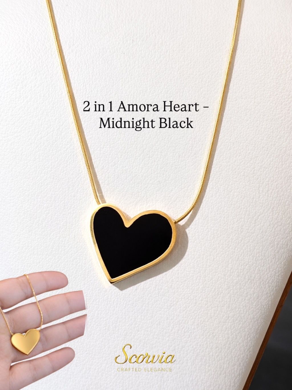 2 in 1 Amora Heart Mother premium Titanium steel pendant chain