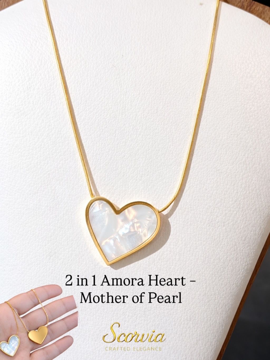 2 in 1 Amora Heart Mother premium Titanium steel pendant chain