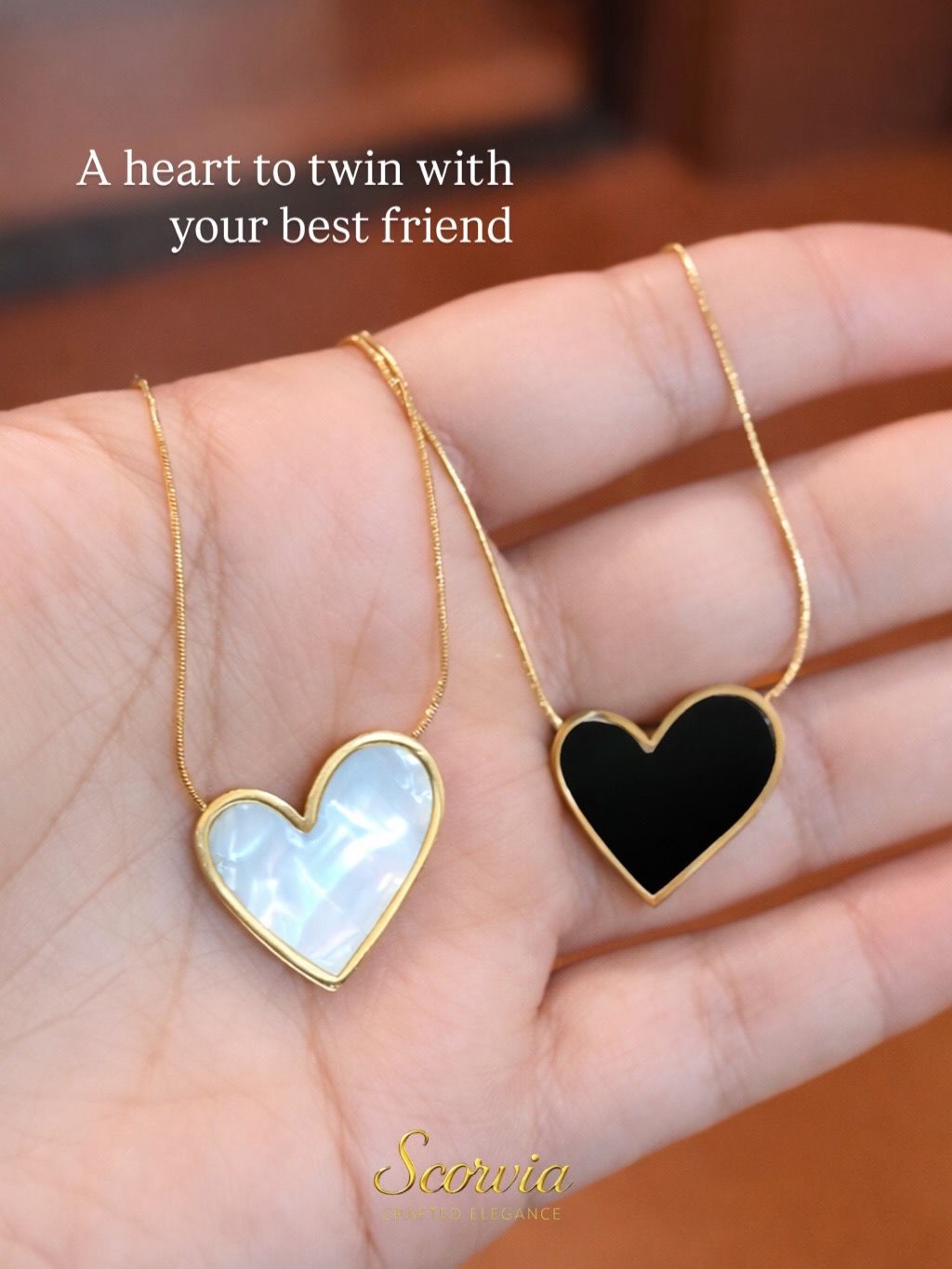 2 in 1 Amora Heart Mother premium Titanium steel pendant chain