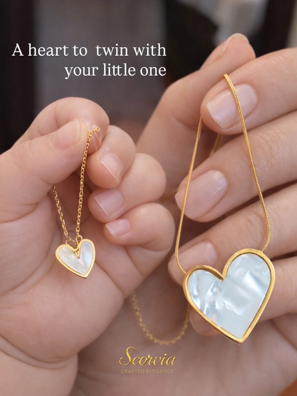 2 in 1 Amora Heart Mother premium Titanium steel pendant chain