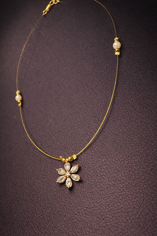 Floral Crystal Invisible Chain Necklace