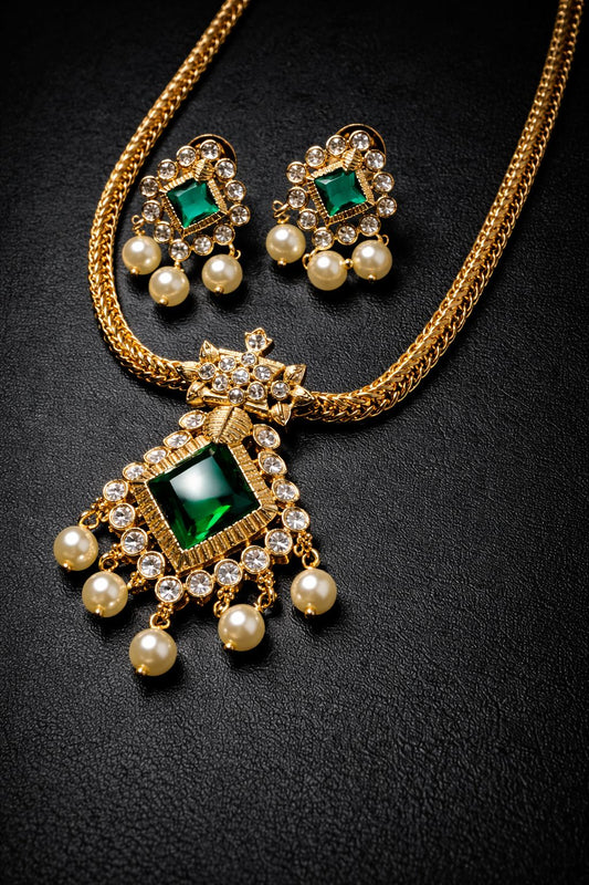 Royal Ruby Pearl Drop Necklace Set